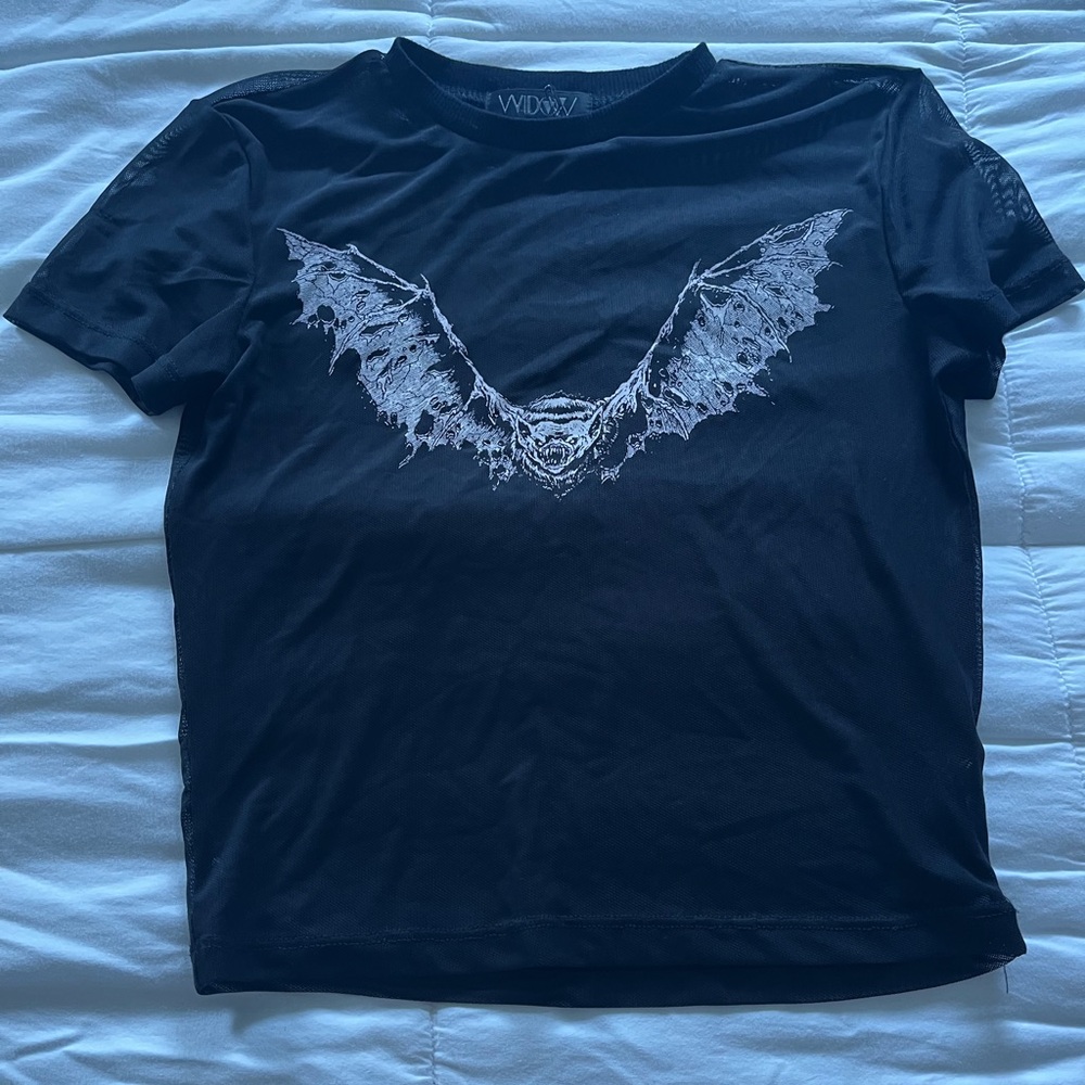 Black T-Shirt with Bat Design